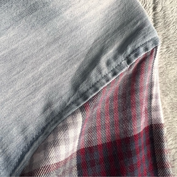 NWT Rails Harper Tencel Collar Button Down Chambray Denim Plaid Long Sleeve Top - Picture 9 of 17